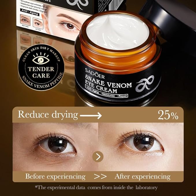 Retinol Snake Venom Peptide Eye Cream, Firming Eye Cream, Anti Ageing Eye Cream, Under Eye Cream For Puffiness and Bags Reduces Fine Lines-Velvo Beauty