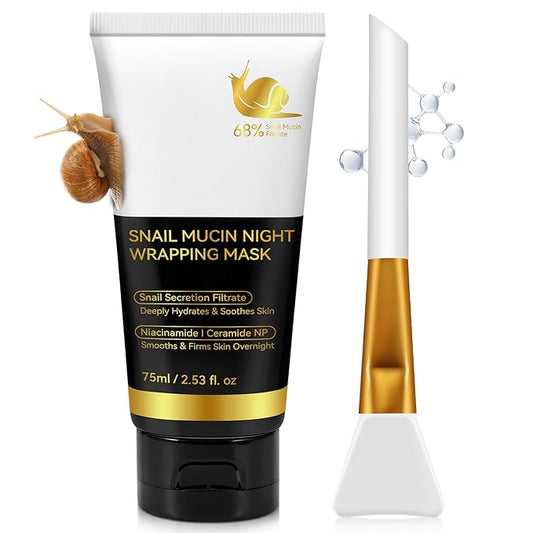 9000PPM Snail Mucin Overnight Wrapping Peel Off Mask for Intensive Hydrating, Skin Barrier Repairing, Reducing Sagging/Wrinkles/Fine Lines, 2.53 Oz/75 ML-Velvo Beauty