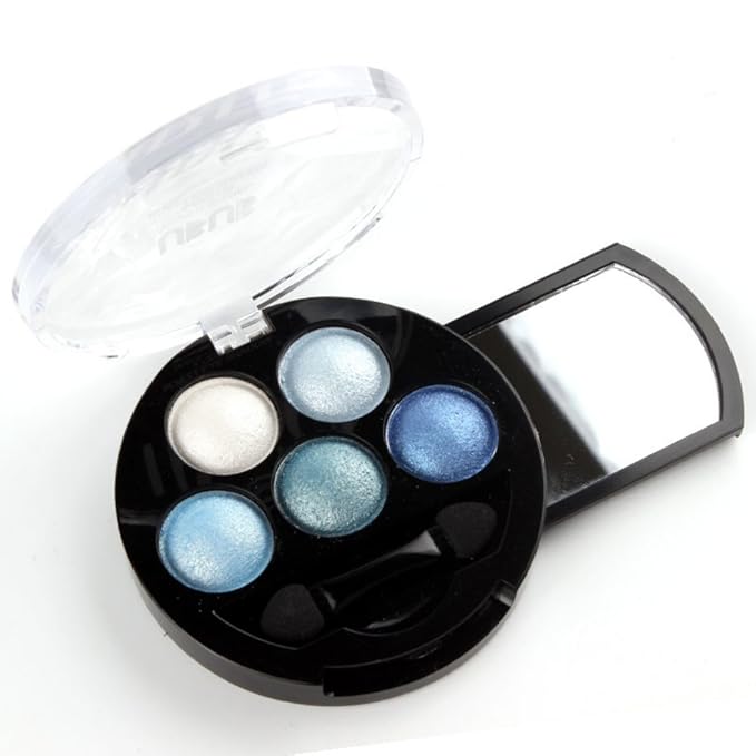 Mallofusa Portable 5 Colors Eye Shadow Palette Trendy Eyeshadow Powder Glitter Makeup Metallic Shimmer Charming Highlight Look (Ice Age) 4.7oz-Velvo Beauty