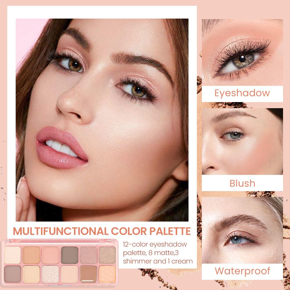 AMY'S DIARY 12Color Light Pink Purple Eyeshadow Palette, Long-Lasting, and Highly Pigmented. Elevate Your Eye Makeup– Unleash Your Unique Style (05#)-Velvo Beauty