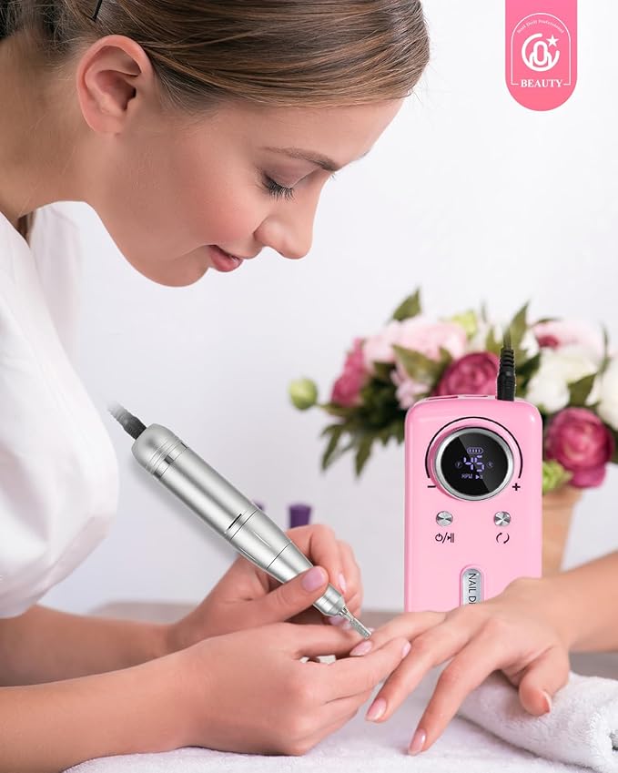 CozyZen Cordless Nail Drill Professional: 45000 RPM Rechargeable Electric Nail File Kit, Portable & Low Noise for Acrylic, Gel Nails, Manicure & Pedicure - Salon & Home Use-Velvo Beauty