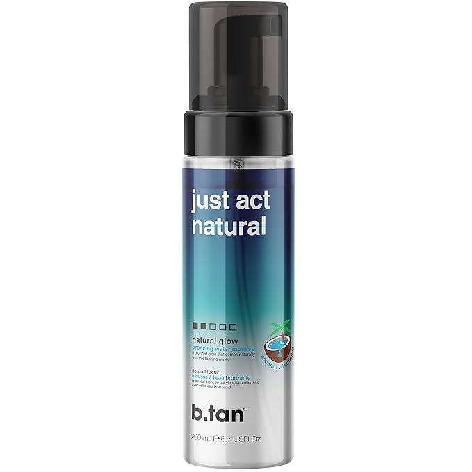 b.tan Clear Self Tanner Bronzing Water Foam | Just Act Natural - Best 1 Hour Express Sunless Tanning Mousse, Dark, Transfer-Free, Enriched With Coconut Water & Vitamin E, Face & Body, 6.7 Fl oz-Velvo Beauty