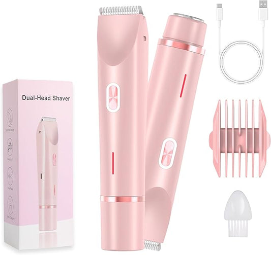 2025 New Electric Womens Shaver, 2-in-1 Women's Body Shaver, Bikini Electric Razor, Wet and Dry Use Body Trimmer for Home (Pink)-Velvo Beauty