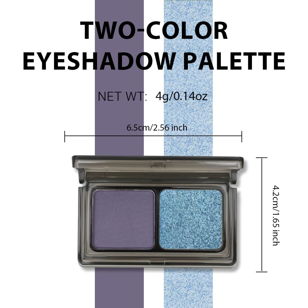 Dark Purple Blue Two Color Matte Shimmer Glitter Eyeshadow Palette,Eye Shadow Powder Professional Long-Lasting Waterproof Makeup Palette,Easy-To-Apply and Compact for Travel,Vegan & Cruelty-Free-Velvo Beauty