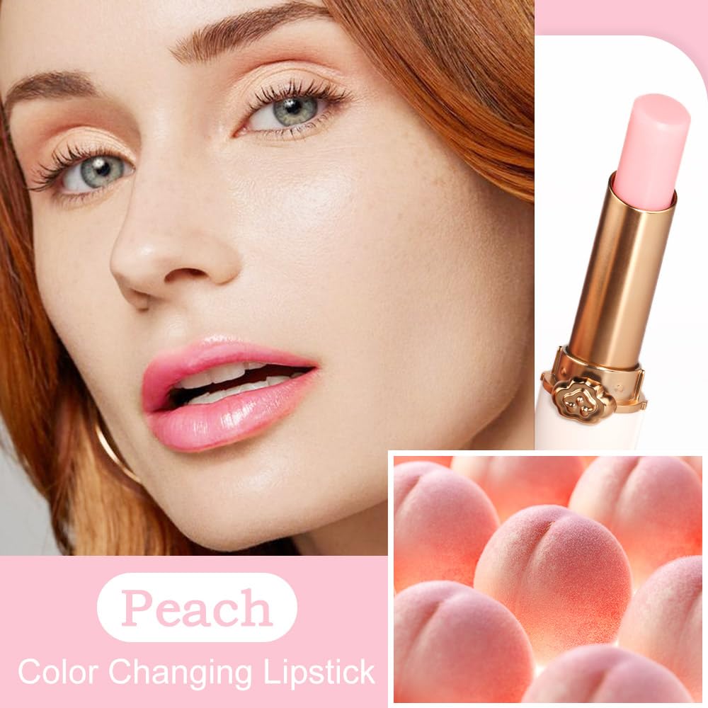Kaely 2Pcs Peach Hydrating Lipstick Tinted Lip Balm, Color Changing PH Lipstick Makeup, Korean Magic Lip Stain Long Lasting Waterproof, labiales magicos 24 horas originales-Velvo Beauty