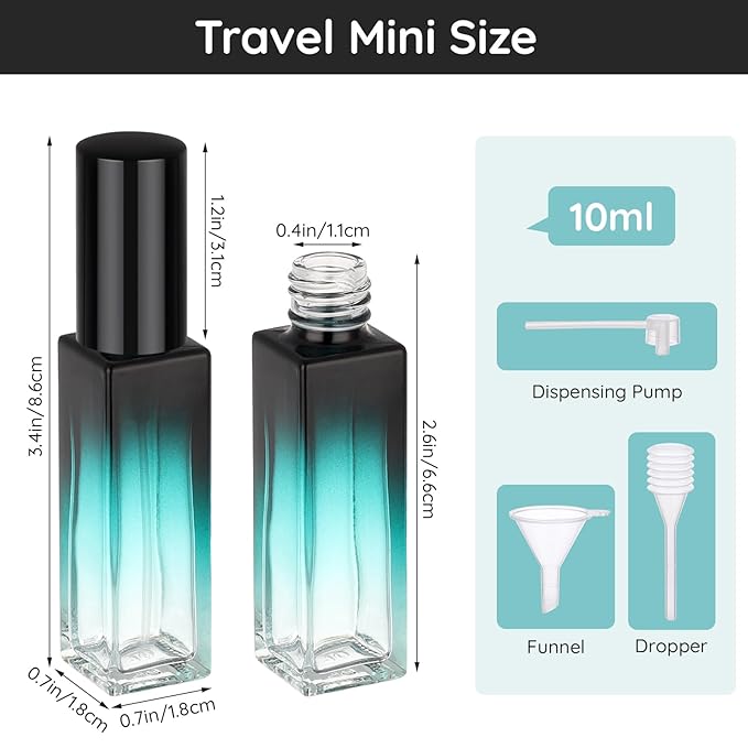 Segbeauty 0.34oz Travel Perfume Bottle Refillable, 5pcs Perfume Glass Spray Bottles, 10ml Mini Travel Atomizer Sprayer, Empty Press Pump Bottles, Cologne Atomizers with Clear Transfer Tool Set-Velvo Beauty