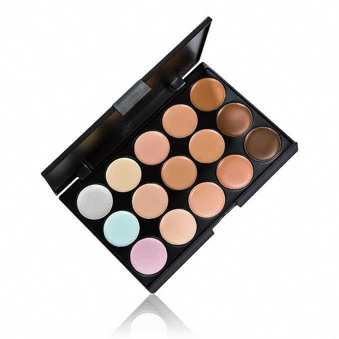 Concealer Palette, 15 Colors Makeup Palette Facial Camouflage Contour Palette with Sponge Puff Oval & Makeup Brush Beauty Make up Cream-Velvo Beauty