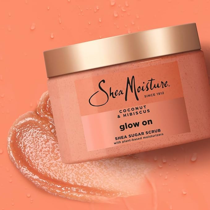 SheaMoisture Shea Sugar Body Scrub For Glowing Radiance Coconut Hibiscus Glowing Radiance Body Scrub With 24h Shea Moisture Nutrients 12 oz-Velvo Beauty