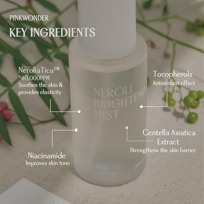 PINKWONDER Neroli Mist 2.36oz (70ml), Hydrating Facial Spray with Neroli & Jojoba Oil, Glowing and Radiant Skin, Antioxidant, Korean Skincare-Velvo Beauty
