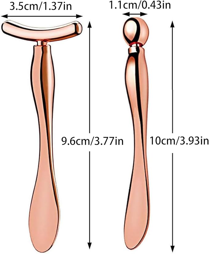 Pimoys 2 Pcs Metal Eye Cream Applicator Face Roller Massager Tool,Eye Massage Wand Stick Women for Facial Massager for Reducing Puffiness Wrinkle Gift for Women-Velvo Beauty