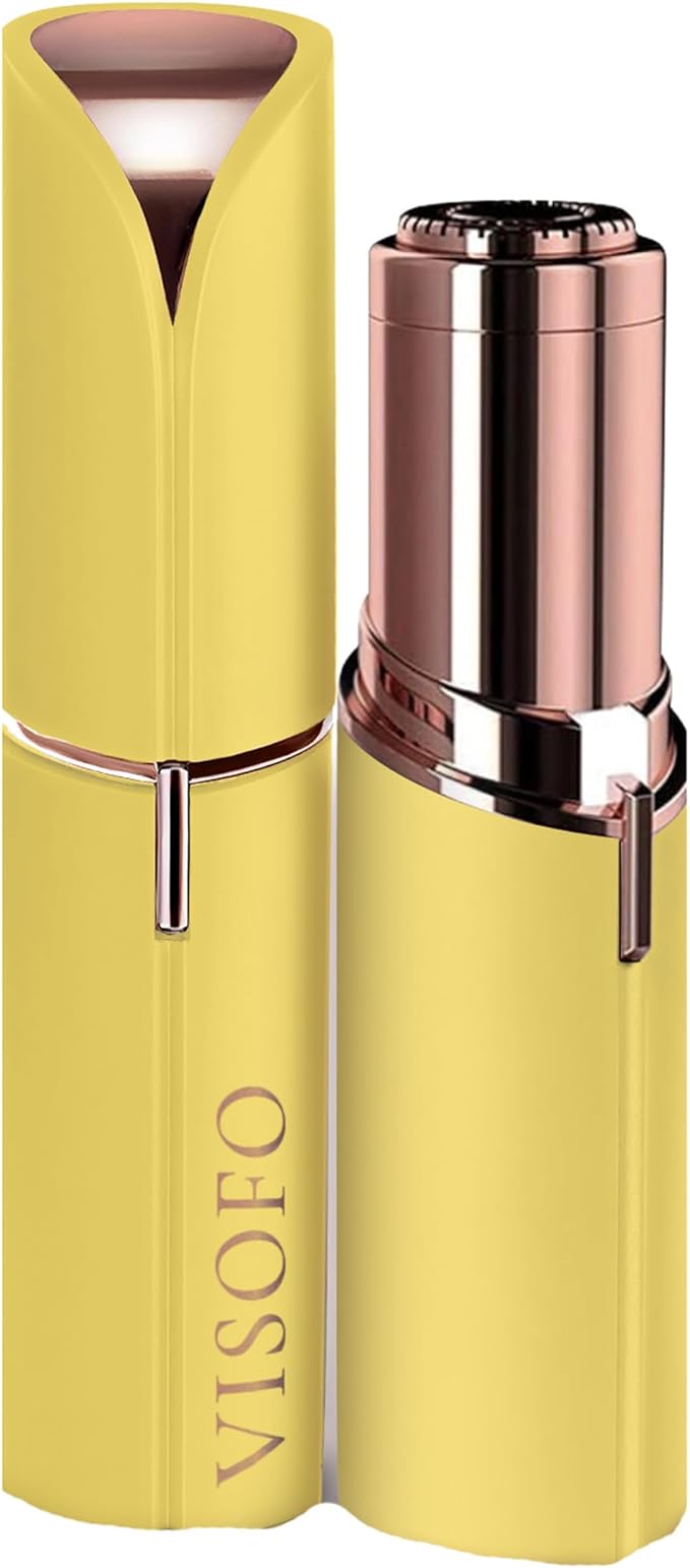 Facial Hair Removal for Women | Electric Razor Device Small Mustache Dermaplaning Remover Tools Tweezers Epilator Trimmer Face Dermaplane Shavers Beauty Gadgets Set Accessories by VISOFO (Citrine)-Velvo Beauty