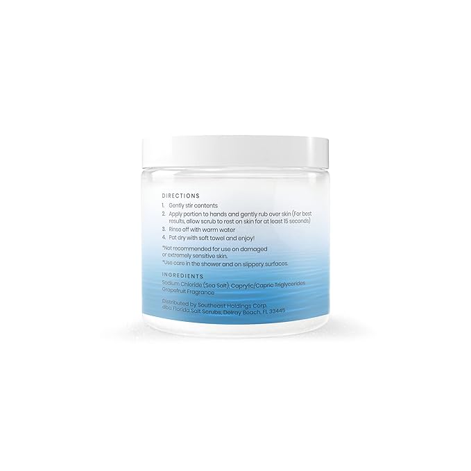 Sea Salt Body Scrub by Florida Suncare - Ocean Salt Body Polish Infused with Marine Algae - Exfoliating Face and Body Scrub - Facial Scrub Exfoliator to Tackle Acne (Grapefruit, 12.1 oz)-Velvo Beauty