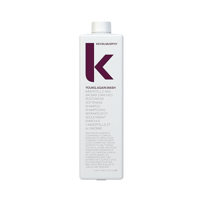 KEVIN.MURPHY YOUNG.AGAIN.WASH - Moisturising Shampoo - For Dry, Damaged & Brittle Hair - Hair Repair & Hydration - Amino Acids & Lotus Flower Extract - Sulphate & Paraben Free - 1 L / 33.8 fl oz-Velvo Beauty
