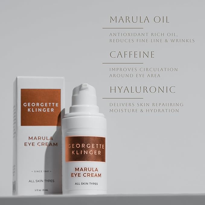 Georgette Klinger Marula Eye Cream - Anti-Aging, Caffeine-Infused Gentle Formula - Reduces Redness, Puffiness, and Dark Circles, while Hydrating and Brightening Skin - 1/2 oz-Velvo Beauty