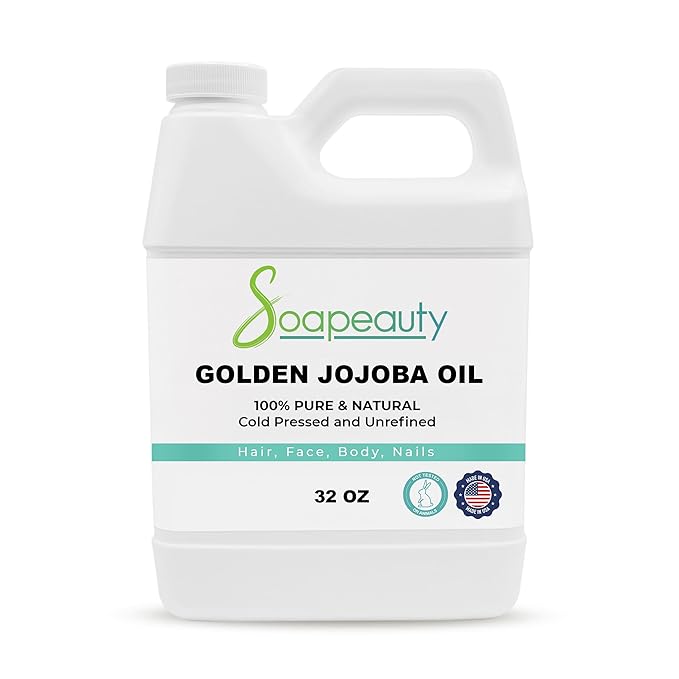 Soapeauty Golden Jojoba Oil | 100% Pure & Natural | Unrefined, Cold Pressed, Hexane Free | Moisturizing Oil for Skin, Face, Hair & Nails | 32 Fl Oz-Velvo Beauty