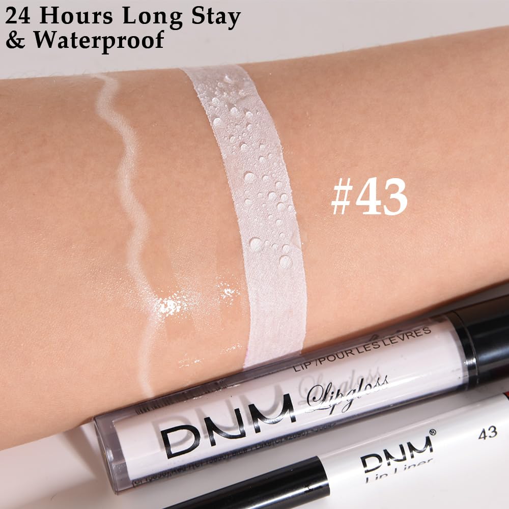 evpct 2Pcs White Matte Liquid Lipstick Lip Gloss Stain and Retractable Lip Liner Makeup Set for Women Long Lasting Waterproof 24 Hours Permanent Lipstick labial mate larga duracion 24 43#-Velvo Beauty