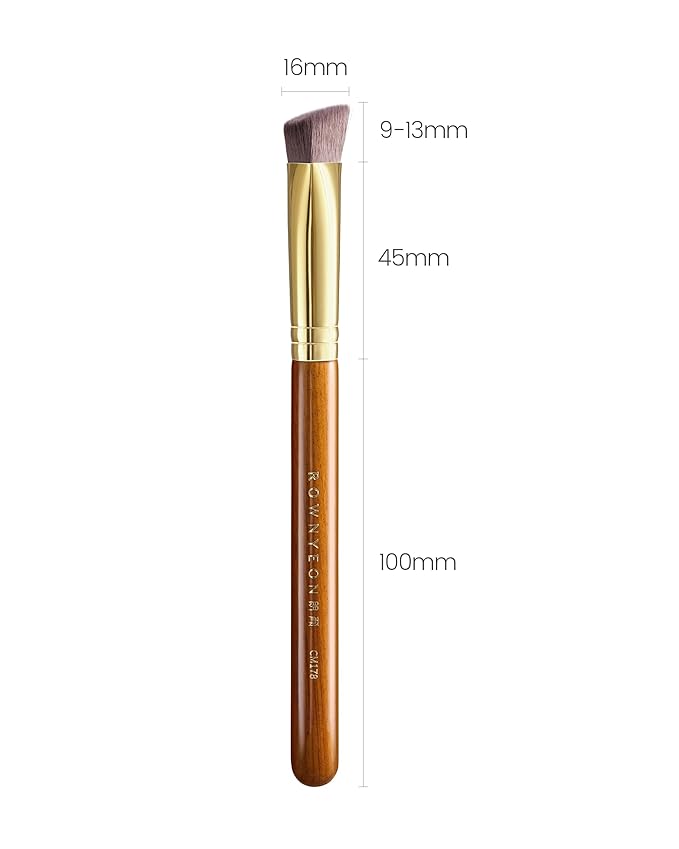 Desert Oak Series Triangular Contour Brush - Angled Synthetic Bristles for Cream/Liquid/Powder, Luxe Bubinga Handle & Brass Ferrule (CM 178)-Velvo Beauty