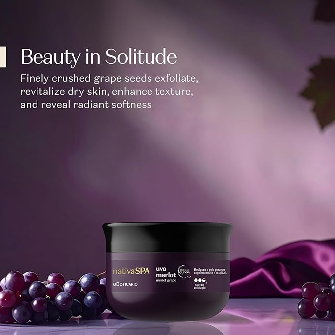 Nativa SPA by O Boticário Merlot Grape Body Scrub, Exfoliation for Smooth, Glowing Skin 7.05 Ounce (200 g)-Velvo Beauty