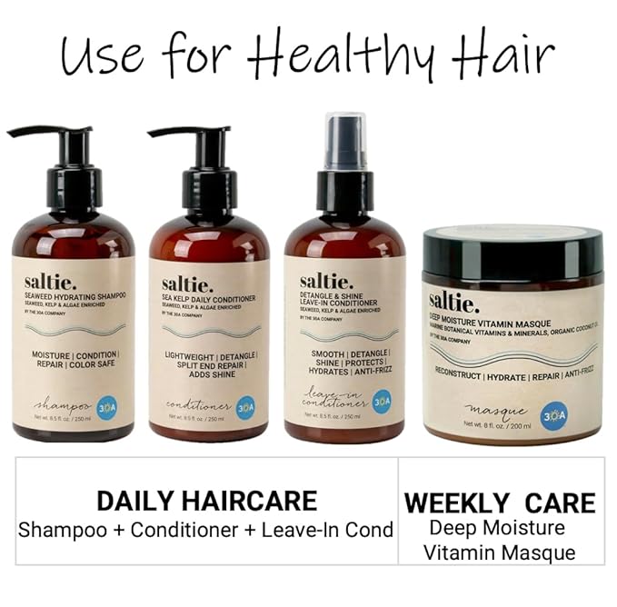 Leave-In Conditioner, 8.5 fl. Oz/250ml - Seaweed, Kelp & Algae Enriched Detangle & Shine Hair Treatment -Ideal For Frizzy and All Hair Type , Protects Scalp-Velvo Beauty