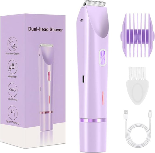 2025 New Bikini Trimmer for Women,Dermave Bikini Shaver,2-in-1 Electric Razors for Women(Purple)-Velvo Beauty