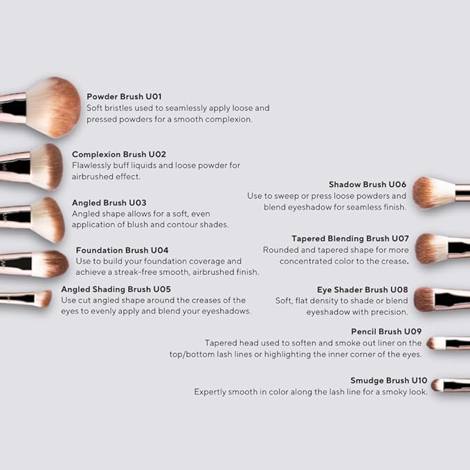 Professional Makeup Brush 11 Piece Set, Premium Synthetic Vegan Brushes Kit for Blending Powder, Foundation, Concealer, Blush & Eye Shadow, Cruelty-Free-Velvo Beauty