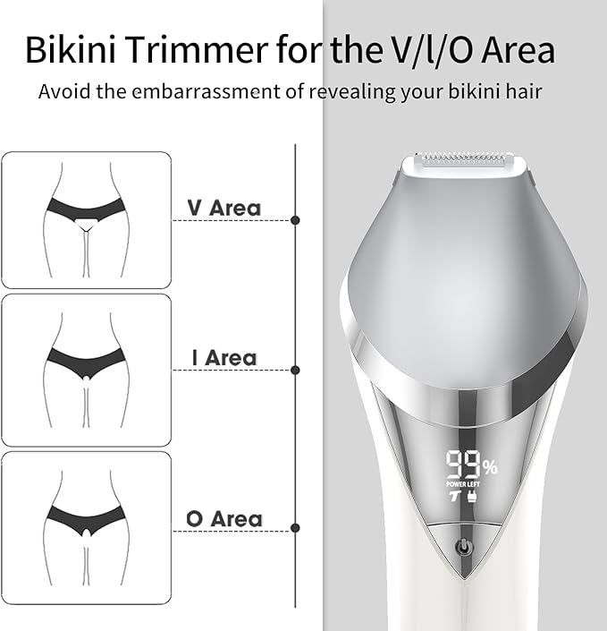 Epilator for Women, 7 in 1 Epilator Hair Removal for Women, Shaver, Bikini, Face Razor, Facial Brush, Face Massage and Body Exfoliator, IPX6 Waterproof Painless Lady Shaver Wet & Dry (White)-Velvo Beauty