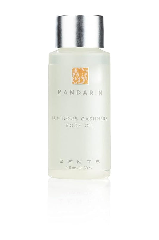 Zents Luminous Cashmere Body Oil (Travel Size - Mandarin Fragrance) | Moisturizing Body Oil with Vitamin E & Organic Coconut Oil | Softens & Smooths Skin | 1 fl oz | TSA Approved-Velvo Beauty
