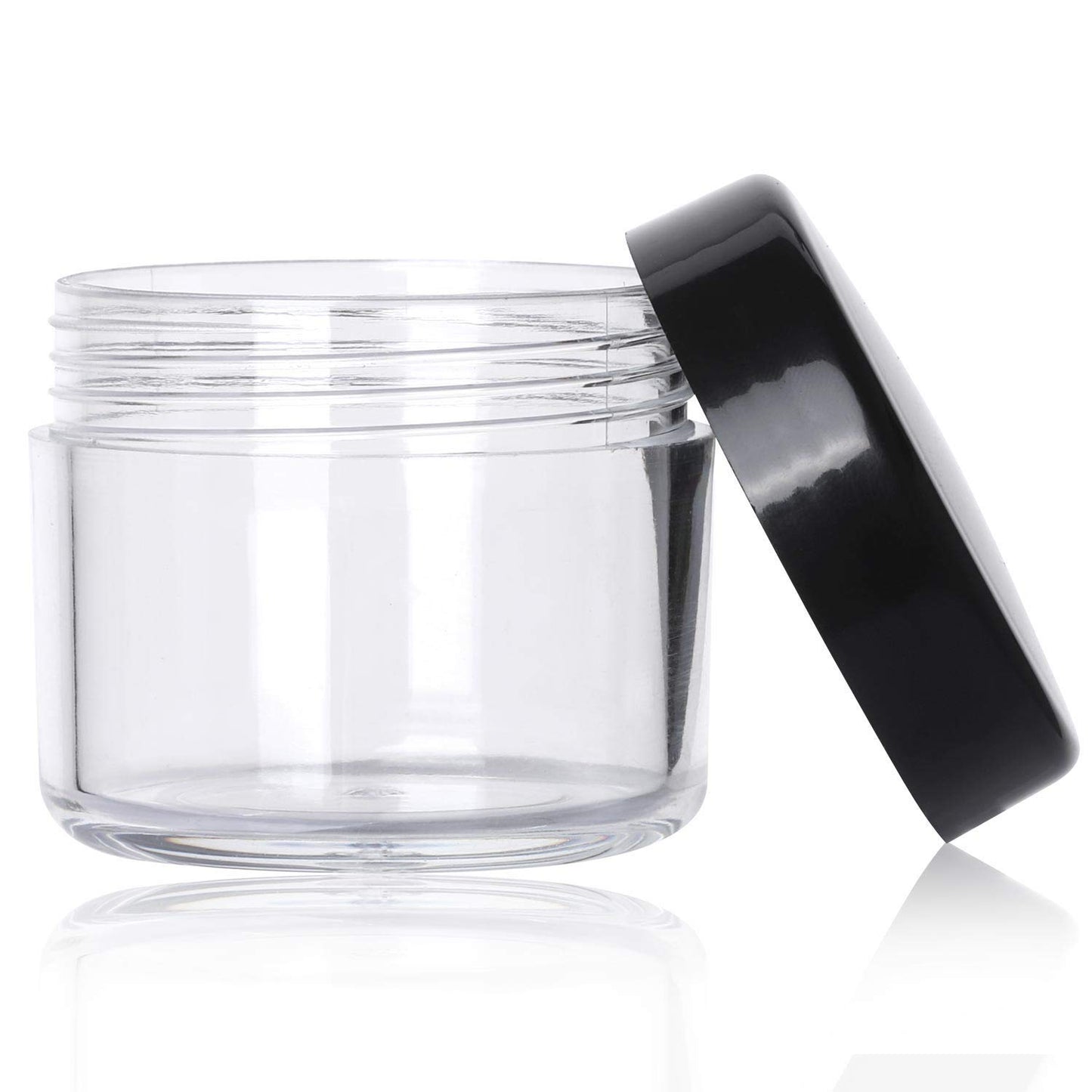 Refillable Cosmetic Sample Jars - 100 Pack 20g (0.7oz) Black Small Travel Containers with Lids + 10 Mini Makeup Spatulas - BPA Free-Velvo Beauty