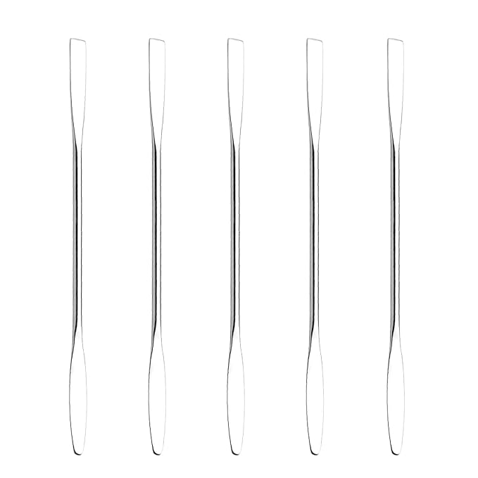 5Pcs Makeup Spatula tool metal Set Professional Beauty Stainless Steel Cosmetics Mixer Long Metal Spatula Depotting Mixing Tool (#1)-Velvo Beauty