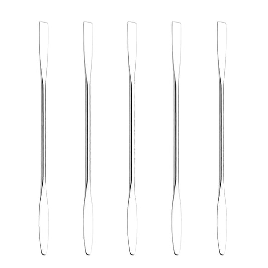 5Pcs Makeup Spatula tool metal Set Professional Beauty Stainless Steel Cosmetics Mixer Long Metal Spatula Depotting Mixing Tool (#1)-Velvo Beauty