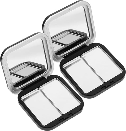 Beaupretty Makeup Palettes 2pcs Empty Eyeshadow DIY Lipstick Lip Balm Blusher Containers Refillable Makeup Storage Case Box with Mirror Black Eyeshadow-Velvo Beauty