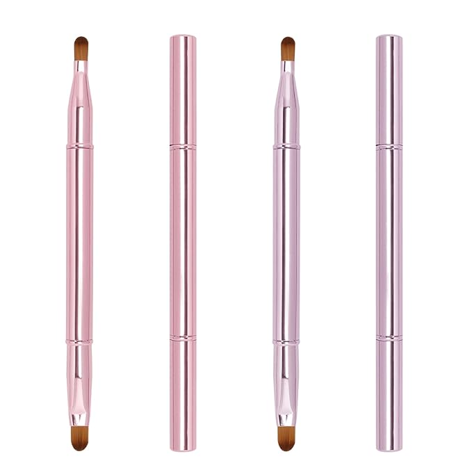 Unaone 2 Pack Lip Brush for Lipstick, Dual-Ended Lip Makeup Brush with Lid, Lipstick Brush for Lip Gloss-Velvo Beauty