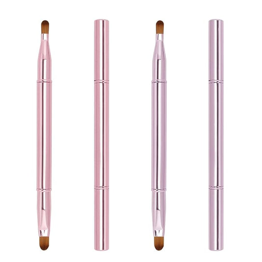Unaone 2 Pack Lip Brush for Lipstick, Dual-Ended Lip Makeup Brush with Lid, Lipstick Brush for Lip Gloss-Velvo Beauty