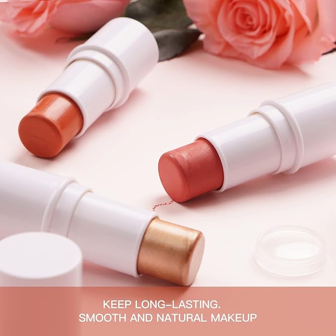 Cream Blush Stick for Cheek and Lip Tint, Multi Use as Highlighter Makeup and Blush Stick for Older Women & Mature Skin(#3 Brighten)-Velvo Beauty