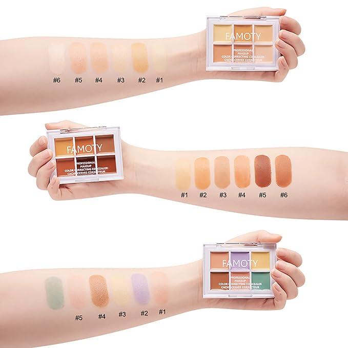 6 Colors Correcting Concealer Palette, with 11 Pcs Complete Function Makeup Brush Set, Contouring Foundation/Concealer Palette for Conceals Dark Circles, Redness, Acne, Blemish-Velvo Beauty