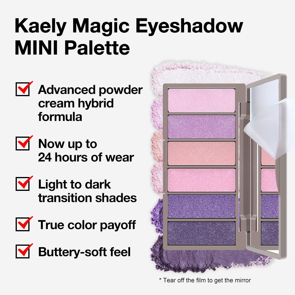 Kaely 6 Colors Mini Purple Eye Shadow Palette Makeup, Matte Shimmer Glitter Violet Lavender Lilac Eyeshadow Palette High Pigmented Waterproof, paleta de sombras de ojos, Vegan & Cruelty-free, 09-Velvo Beauty