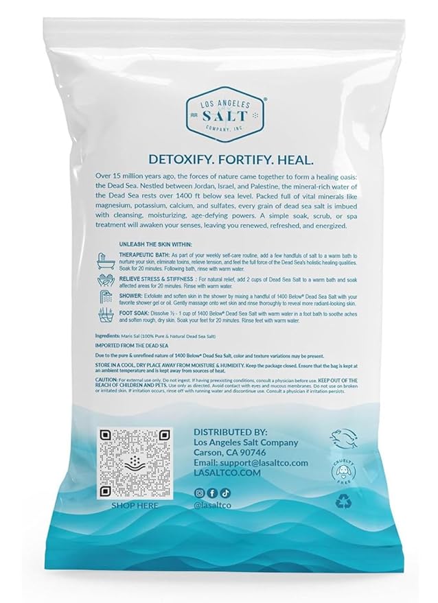 LA Salt Co.'s 100% Pure and Natural Dead Sea Salt Bulk 55 lb bag, Fine Grain-Velvo Beauty