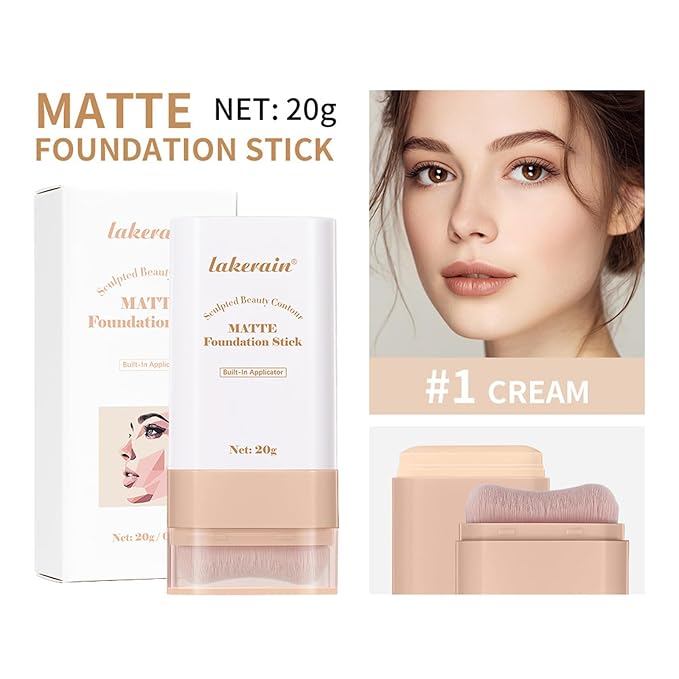 Beauty Balm Serum Boosted Skin Tint, Dual-Ended Eraser Foundation Stick with Brush, Full Coverage Cream Korean Makeup, Long-Lasting Stick for Smooth, Flawless Finish (#1 Cream)-Velvo Beauty