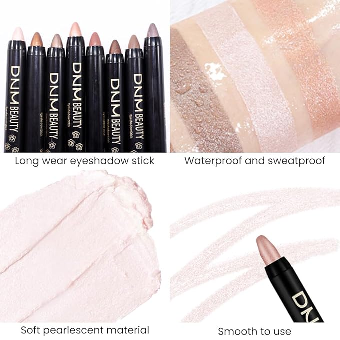 evpct Pearl Shimmer Cream Eye Shadow Brightener Sticks Set for Eyes, Pearl Shimmery Matte Pencil Eye shadow Applicator Stick Pen Palette Makeup Waterproof sombras en crema para ojos 18#-Velvo Beauty