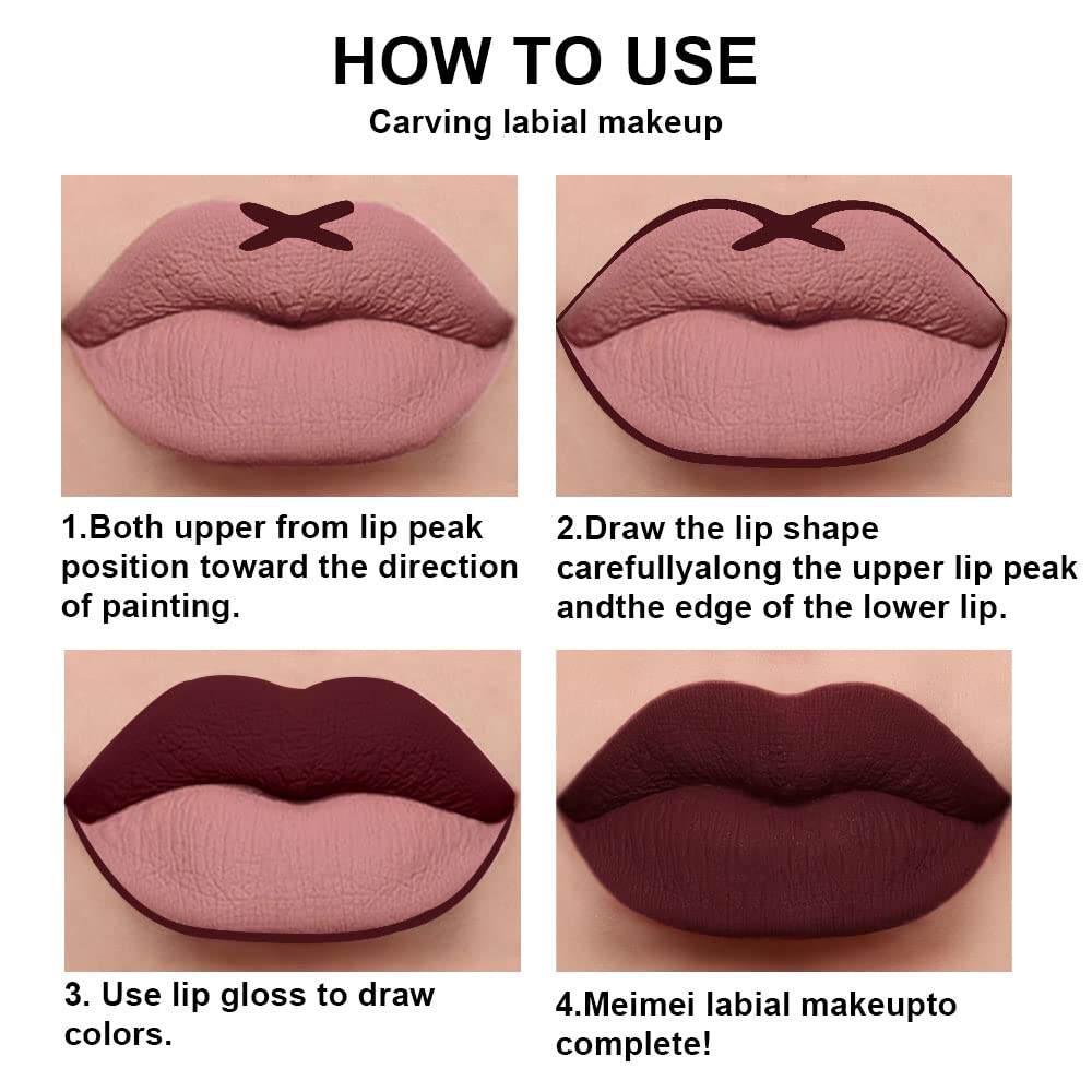 evpct 2Pcs Dark Deep Burgundy Red Matte Lipstick and Lip Liner Makeup Set for Women Dark Blood Red Liquid Matte Brown Lipstick Lip Liner Stain long lasting waterproof Permanent Lipsticks 24 hours 17#-Velvo Beauty