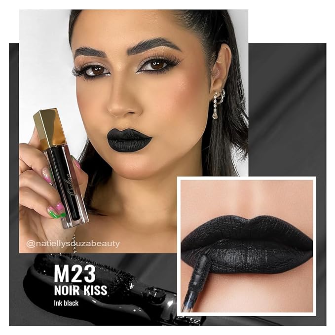 Oulac Black Lipstick for Women, Makeup Matte Liquid Lipsticks, Highly Pigmented Color Lip Stain with Creamy Formula, Long Lasting, Waterproof, Vitamin E, Vegan, Cruelty-Free, M23-Velvo Beauty