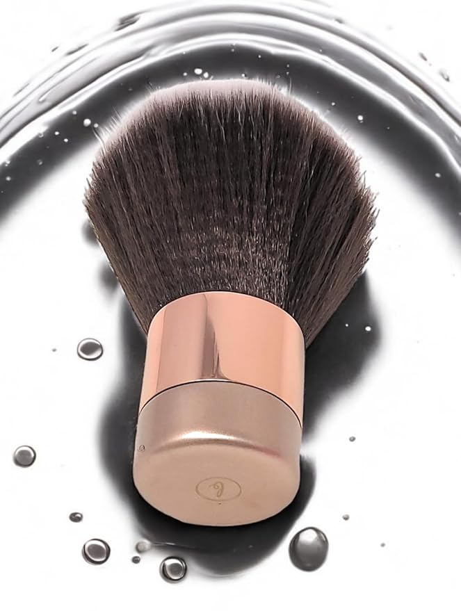 Luxurious and Large Soft Fluffy Powder Brush, Use as a Spray Tan Finishing Tool, Multipurpose Face and Body Barber and Beauty Tool, Large Kabuki Brush by BevyGold (Rosegold)-Velvo Beauty