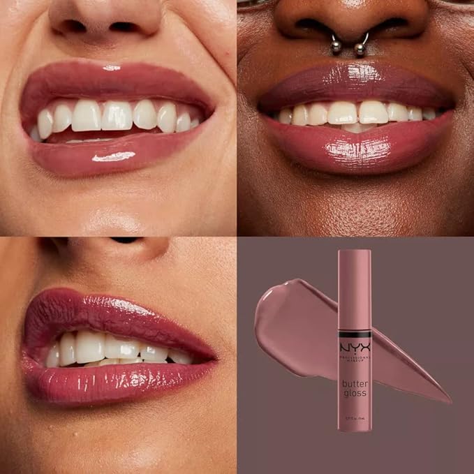 NYX PROFESSIONAL MAKEUP Butter Gloss, Non-Sticky Lip Gloss - Cinnamon Roll (Dusty Nude Mauve)-Velvo Beauty