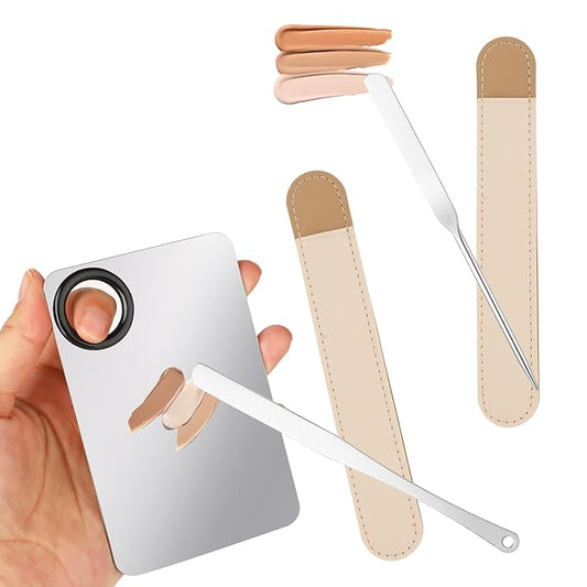 Makeup Mixing Palette, 5 Piece Set Makeup Palette Tray, Foundation Mixing Palette with Stir Stick, Spatula for Foundation Eye Shadow Lipsticks-Velvo Beauty