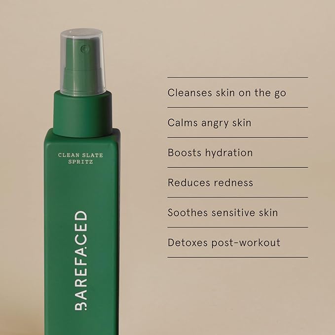 Barefaced Clean Slate Spritz 4 Fl Oz - Hypochlorous Acid Mist for Face & Body, Cleanses Skin on the Go, Setting Spray For Makeup, Boosts Hydration, Reduces Redness, and Soothes Sensitive Skin-Velvo Beauty