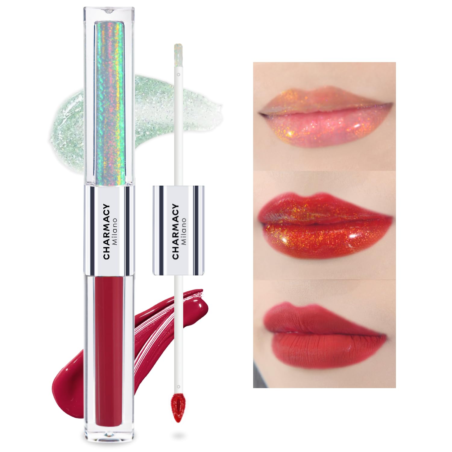 CHARMACY Multichrome Double Head Non-Stick Lip Gloss, Metallic Colourful Lip Glaze, Anti-transfer, Long Lasting Waterproof Liquid Lipstick Makeup (#08)-Velvo Beauty
