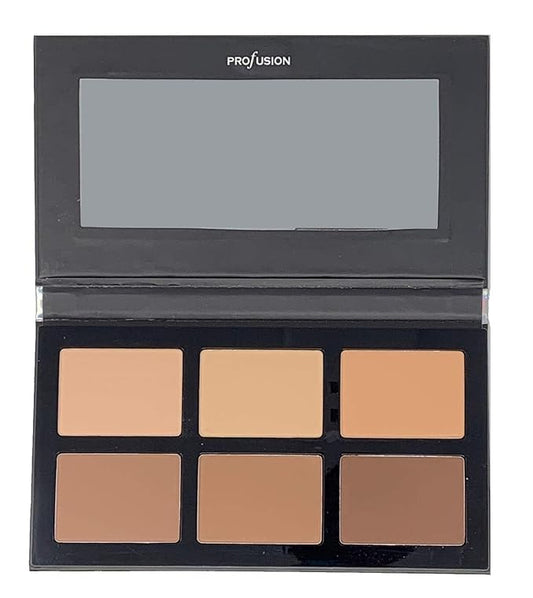 Profusion Cosmetics Pro Contour Palette - Portable, Thin and Lightweight Professional 3 Bronze & 3 Matte Highlight Colors With Full Length Mirror-Velvo Beauty