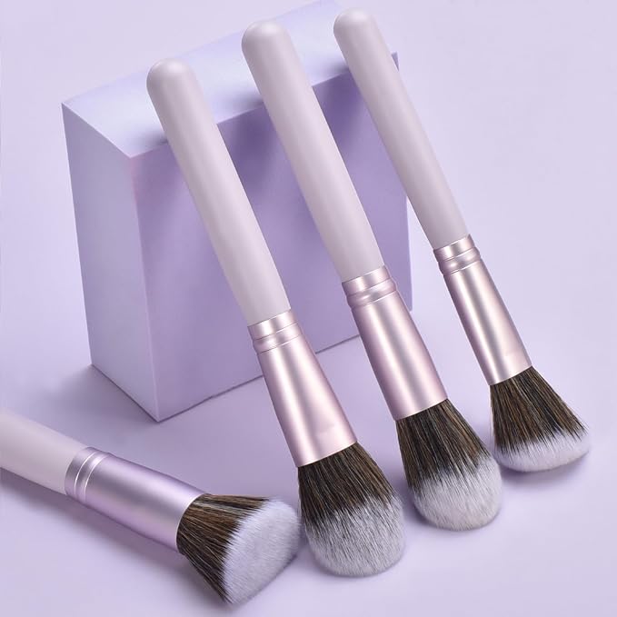 10 Piece Purple Makeup Brushes - Wooden Handle with Soft Synthetic Bristles,for Face & Eye Makeup|Professional Makeup Brushes set for Women & Girls|-Velvo Beauty