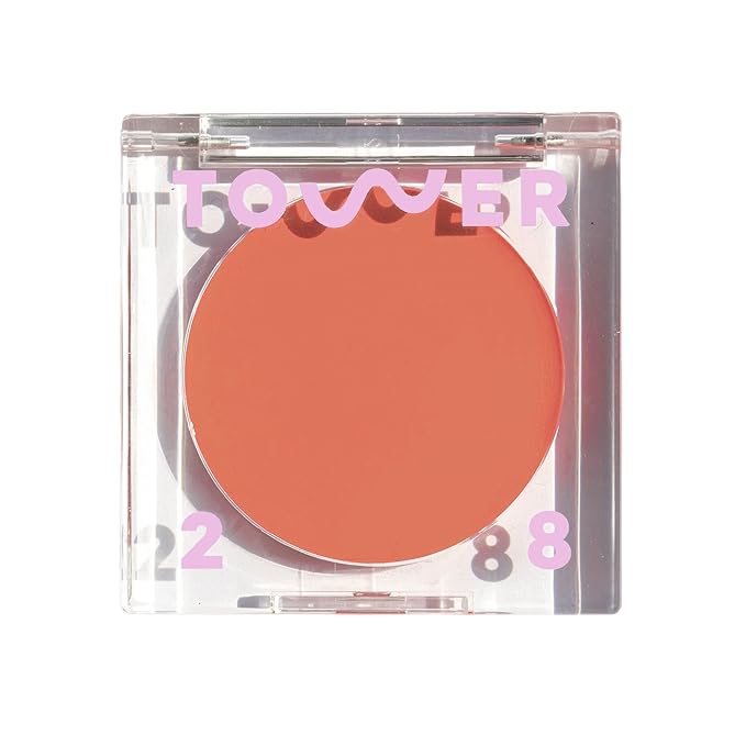 Tower 28 Beauty BeachPlease Cream Blush for Cheeks and Lips - Multi-Purpose Lip and Cheek Tint in Sun-Kissed Peach Blush - for Sensitive Skin – Color RUSH HOUR, Luminous Finish-Velvo Beauty
