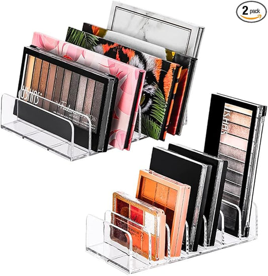 Eyeshadow Makeup Palette Cosmetic Organizer - Waterproof Eyeshadow Organizer for Eye Makeup Palette,Bathroom Countertop,7 Sections (2PCS-Small&Large)-Velvo Beauty